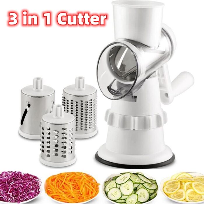 Rotary Cheese Grater with 3 Interchangeable Blades