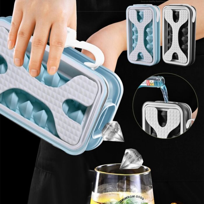 2 in 1 Portable Water Bottle Silicone Diamond Ice Ball Maker