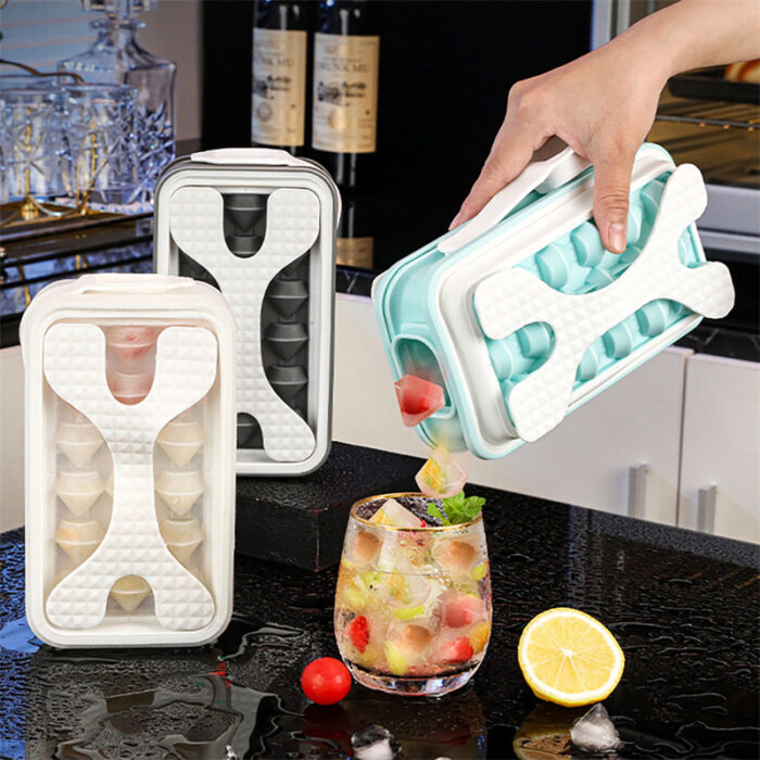 2 in 1 Portable Water Bottle Silicone Diamond Ice Ball Maker - Image 2